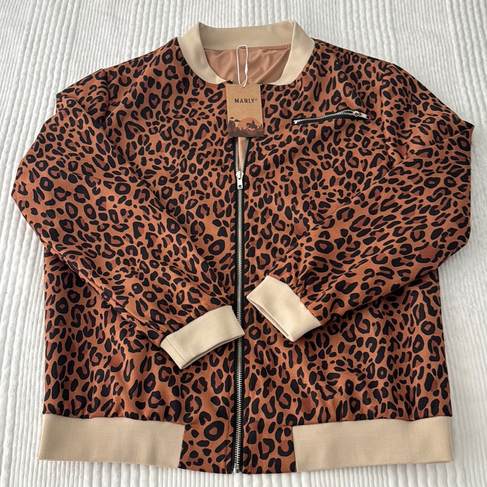 Manly Leopard Print Bomber Jacket